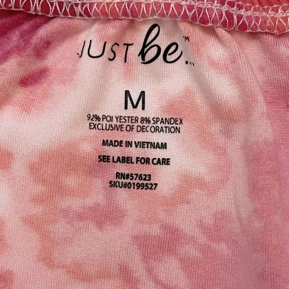 Just Be Tie Dye Romper Shorts Loungewear Pajamas Stretchy Soft Pink White Medium - Picture 6 of 10